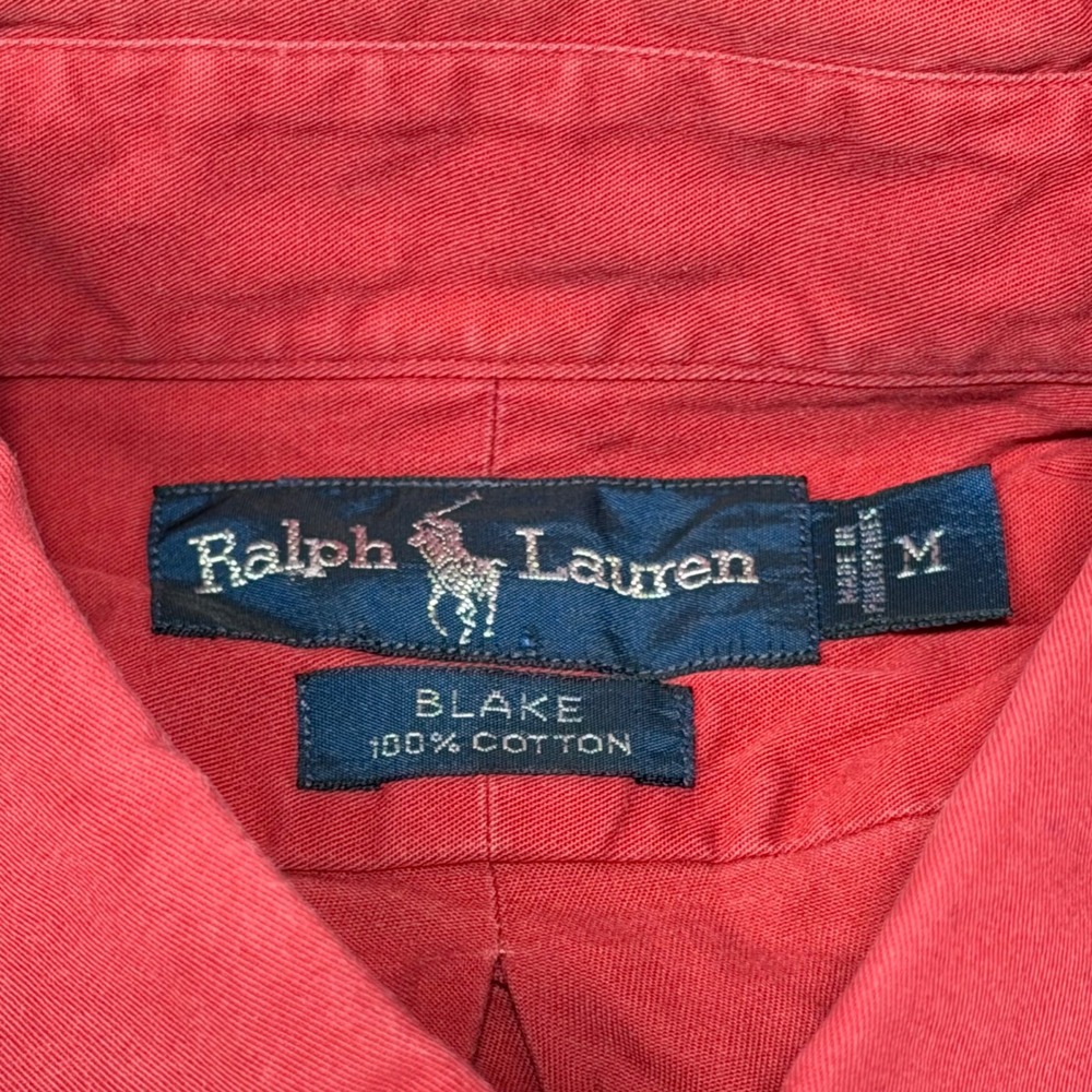 Ralph Lauren Button Down Shirt Mens Medium Red Blake Long Sleeve Cotton - Picture 4 of 6